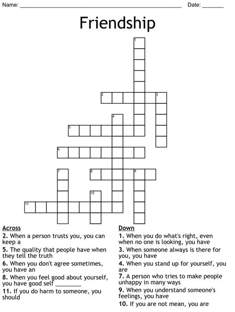 The crossword clue 'Close friend' published 126 times and has 12 unique answers on our system. . Close friendship crossword clue